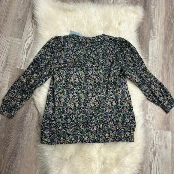 NWT Ann Taylor Loft navy Garden Puff Sleeve Sweatshirt size small petite - Picture 11 of 11